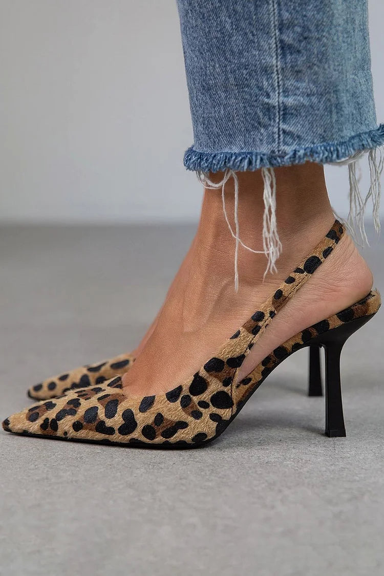 Evangeline | Slingback salonke s leopard uzorkom i niskom petom