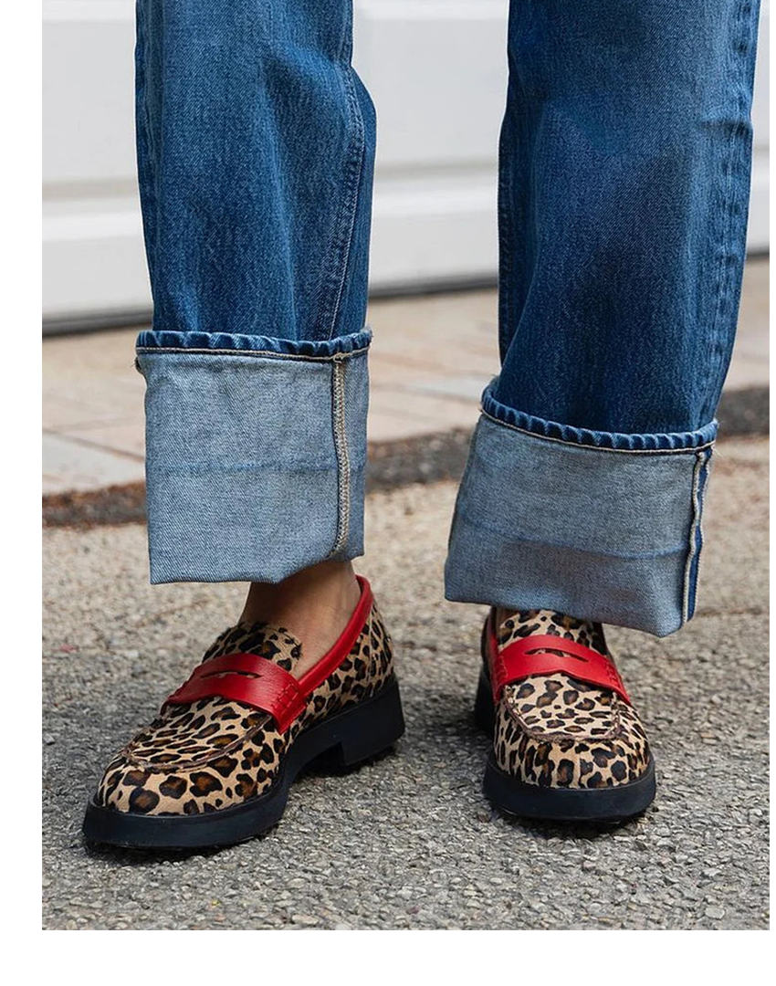 Carmela | Leopárdmintás bőr platform penny loafer