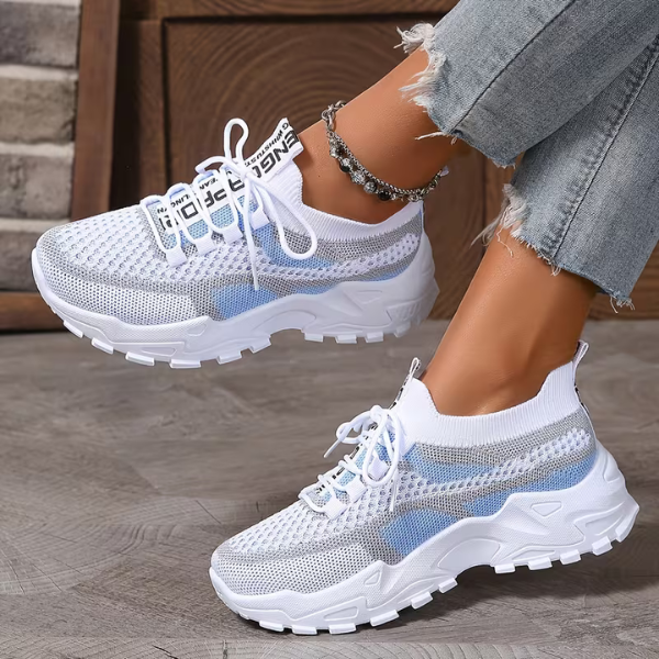 Momount Damen klobige Sneaker – Mesh, Schnürung, Plattform, Color-Blocking, Dad-Style