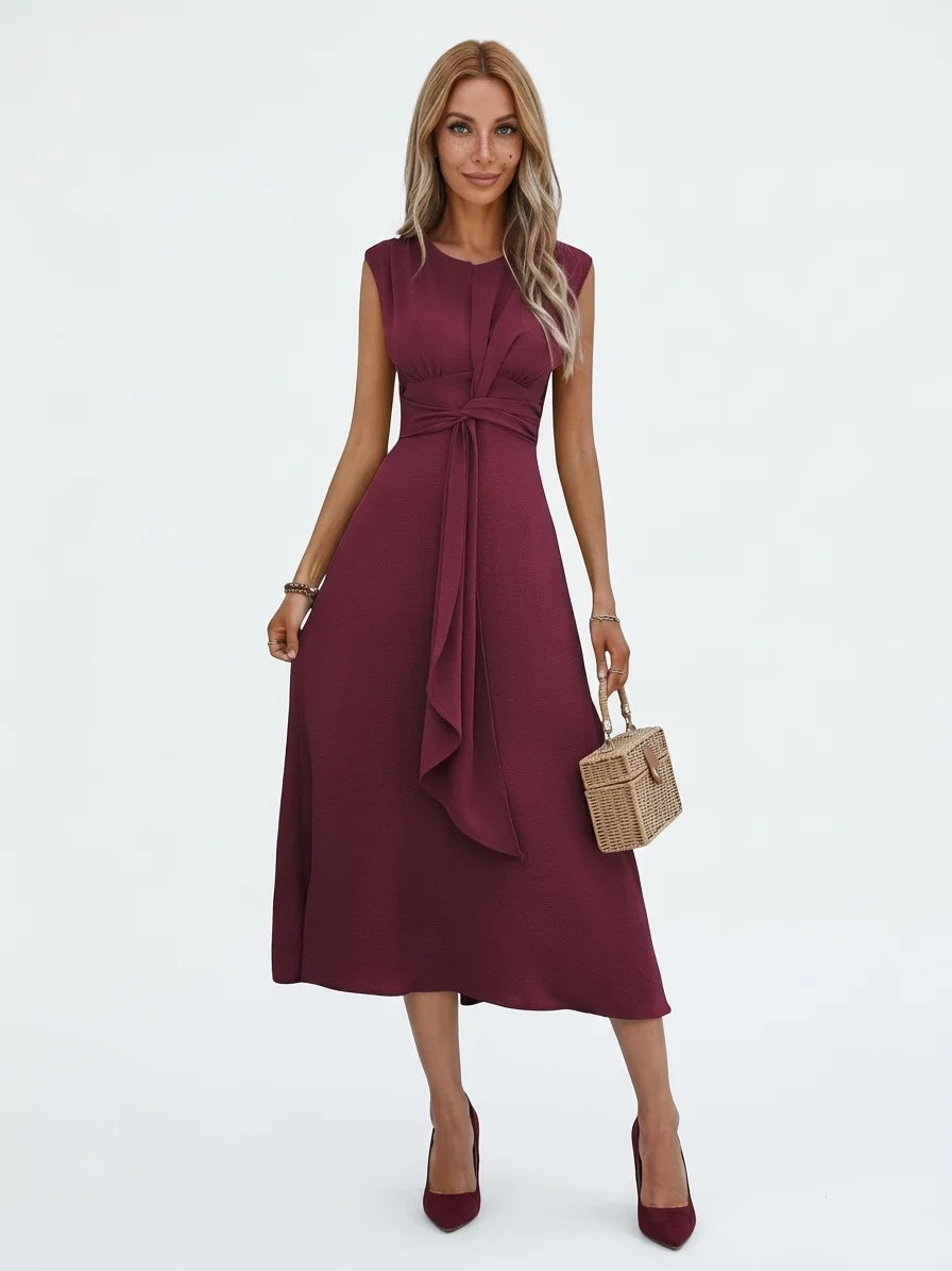Alejandra Refined Dress | Subtle Elegance, Everyday Polish - Burgundy - front