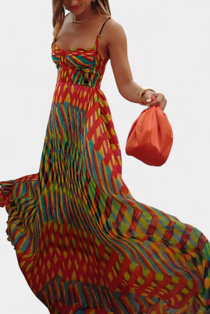 Momount női boho maxi ruha – pántos, lebegő nyári ruha