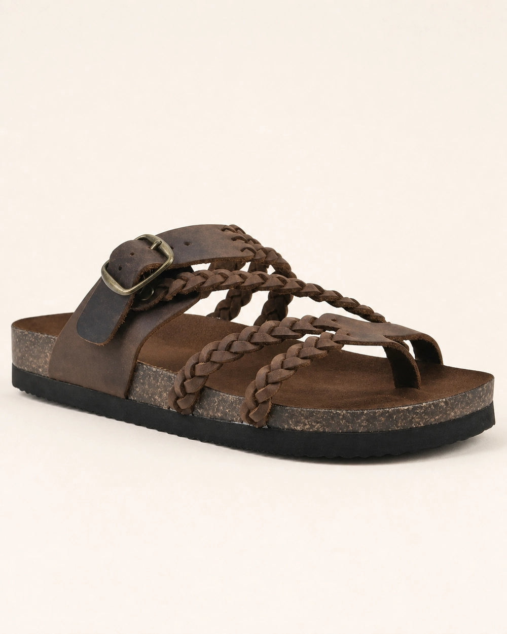 Flache Damensandalen mit Flechtriemen und Schnalle — image 10