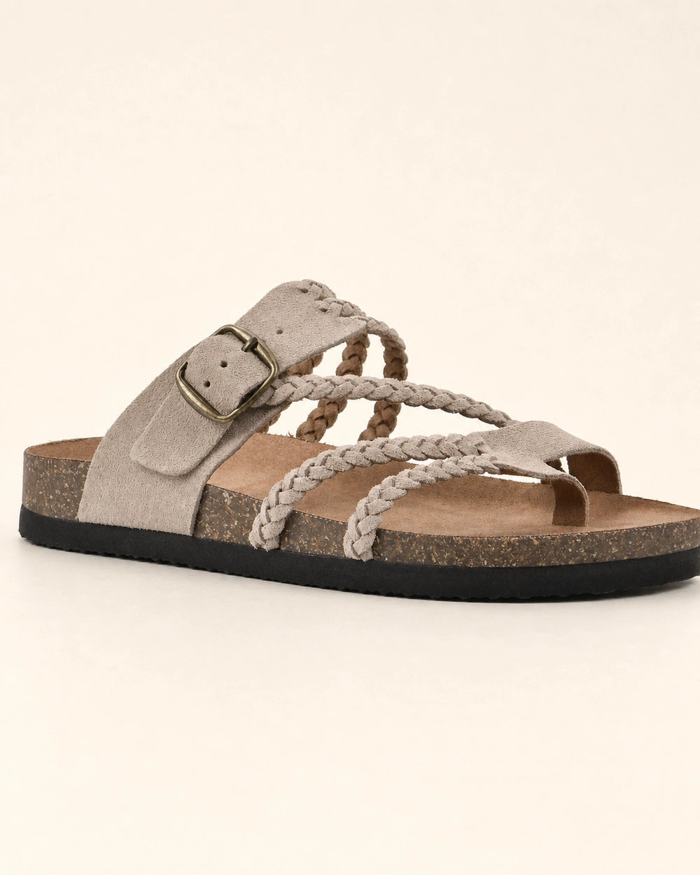 Flache Damensandalen mit Flechtriemen und Schnalle — image 11