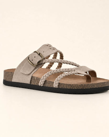 Flache Damensandalen mit Flechtriemen und Schnalle — image 11