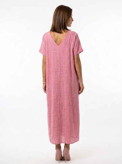 Alia Boho Summer Dress | Bohemian, Alluring, Vibrant - Pink - back