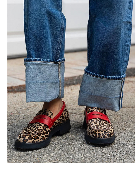 Carmela | Leopard Leather Platform Penny Loafers