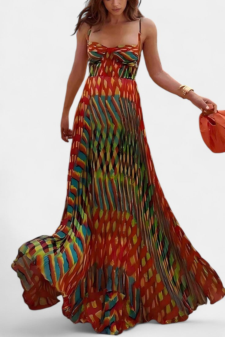 Momount női boho maxi ruha – pántos, lebegő nyári ruha