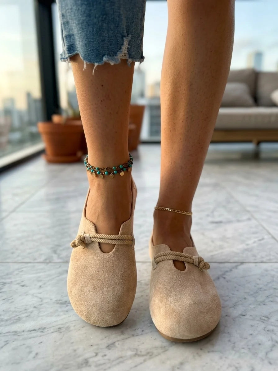 Women's Loafers – Round Toe Rope Detail Slip-On - Beige - lifestyle_indoor