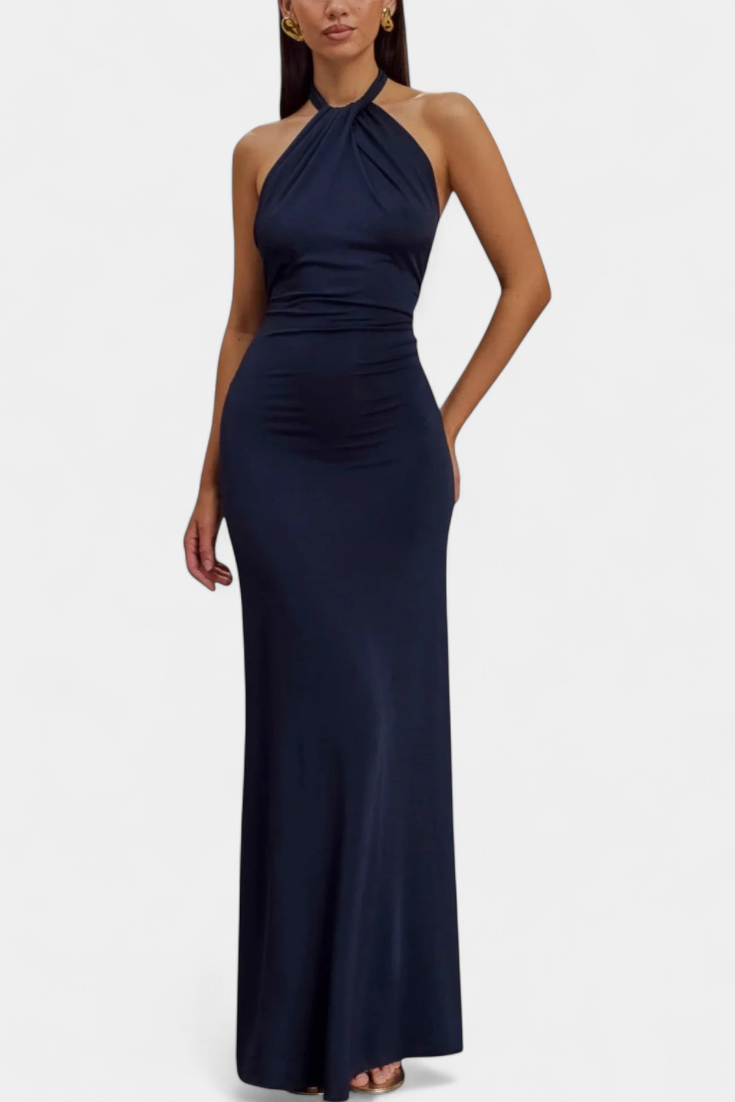 Momount ženska bodycon maxi haljina – halter izrez, bez rukava, elegantna večernja haljina