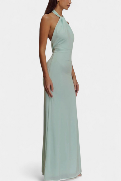 Momount ženska bodycon maxi haljina – halter izrez, bez rukava, elegantna večernja haljina