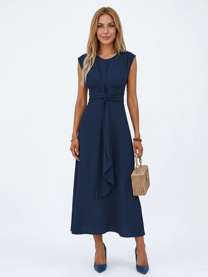 Alejandra Refined Dress | Subtle Elegance, Everyday Polish - Dark blue - front