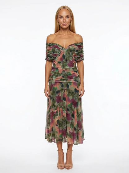Andrea Wrap Dress | Feminine Drape, Elegant Movement - Multicolor - front