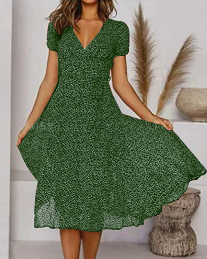 Cassandra | Floral Wrap Midi Dress – Flattering V-Neck | Summer Momount