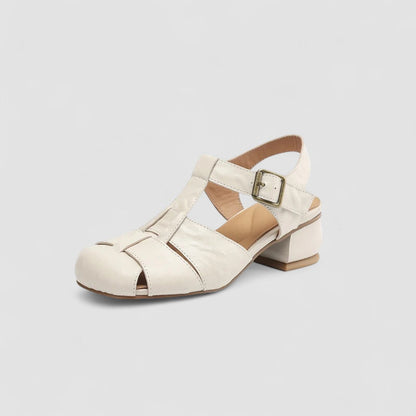 Arabella | Vintage Buckle Leather Block Heel Sandals