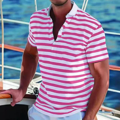Momount moška črtasta polo majica – kratki rokavi, za poletje, plažo in prosti čas