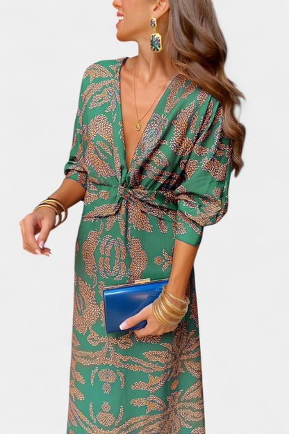 Momount ženska bodycon midi haljina – dugi rukavi, uvijeni detalj, elegantna