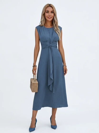 Alejandra Refined Dress | Subtle Elegance, Everyday Polish - Blue - front