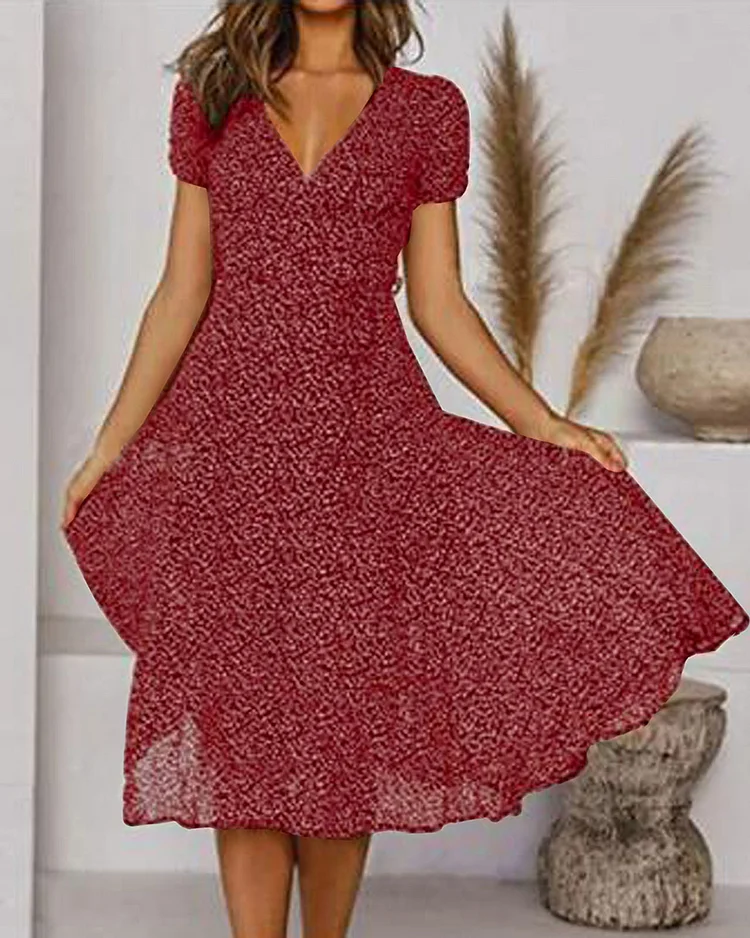 Cassandra | Floral Wrap Midi Dress – Flattering V-Neck | Summer Momount