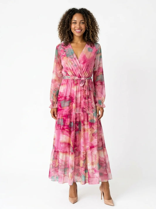Dajana Floral Wrap Maxi Dress | Bold Print, Waist-Defining - main - front