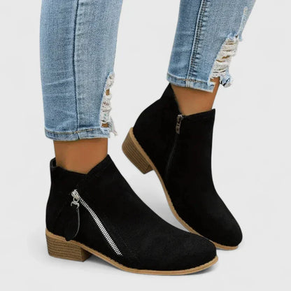 Theodora | Vintage Denim Zip Ankle Boots