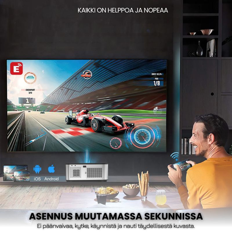 Intelligenter Full HD-Projektor – 1100 ANSI Lumen, Android 9.0, Autofokus, Wi-Fi 5G, Bluetooth 5.1 