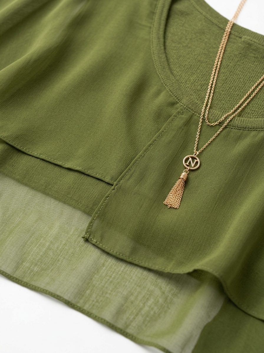 Caroline Maxi Dress | Bat Sleeves, Ruffled Skirt, Relaxed - Green - detail