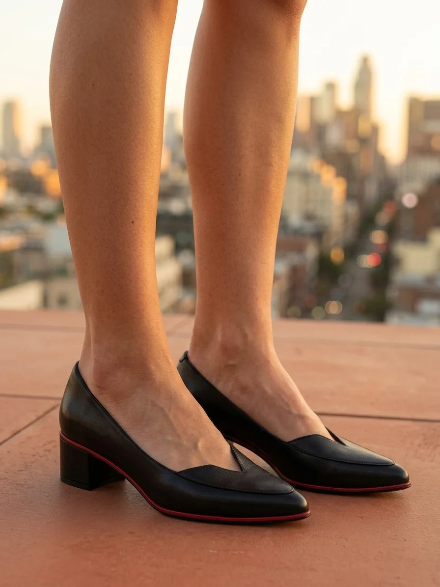 Women's Closed Toe Flats – Slip-On Flat Sole - Black - lifestyle_rooftop