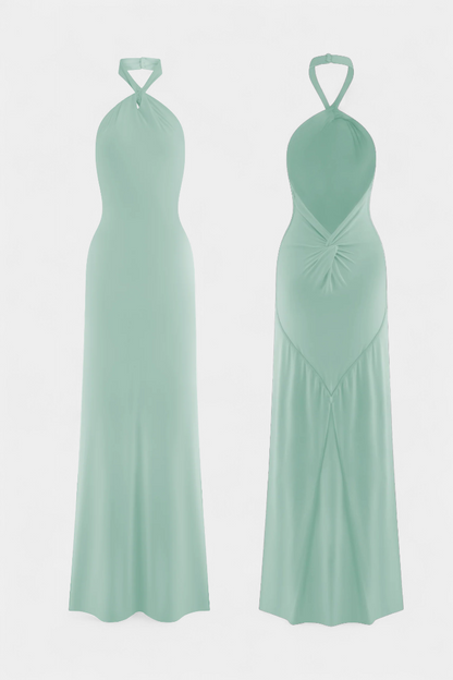 Momount ženska bodycon maxi haljina – halter izrez, bez rukava, elegantna večernja haljina