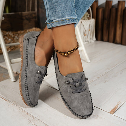 Momount Damen Mokassin-Loafer – Wildleder Handgenäht Slip-On Elastisch Komfort