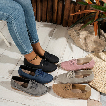 Momount Damen Mokassin-Loafer – Wildleder Handgenäht Slip-On Elastisch Komfort