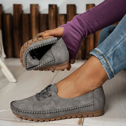 Momount Damen Mokassin-Loafer – Wildleder Handgenäht Slip-On Elastisch Komfort