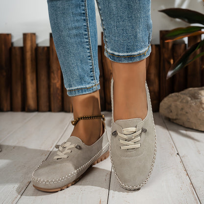 Momount Damen Mokassin-Loafer – Wildleder Handgenäht Slip-On Elastisch Komfort