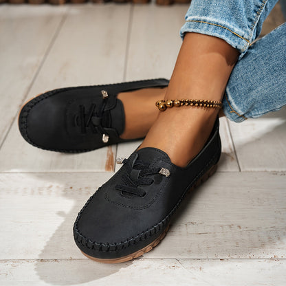 Momount Damen Mokassin-Loafer – Wildleder Handgenäht Slip-On Elastisch Komfort
