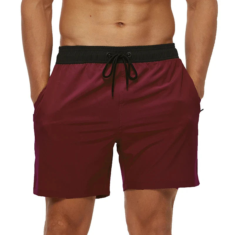 Momount Men Swim Shorts – Elastic Waist Mesh Liner Drawstring Pocket