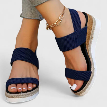 Momount ženske espadrile sandale na punu petu – elastični remenčić, platforma od jute, otvoreni vrh