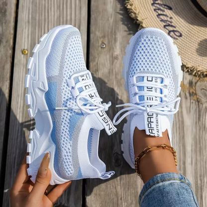 Momount Damen klobige Sneaker – Mesh, Schnürung, Plattform, Color-Blocking, Dad-Style