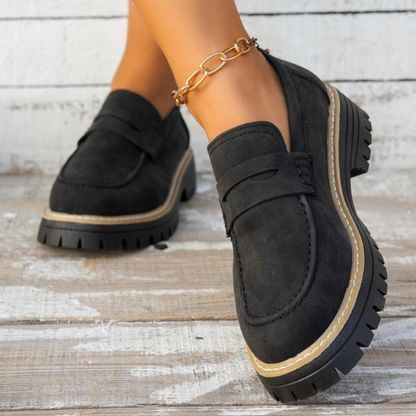 Momount női platform loafer – bordázott talp, penny pánt, belebújós, kerek orr
