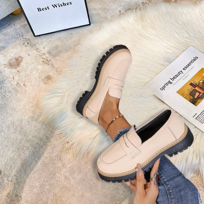 Momount női platform loafer – bordázott talp, penny pánt, belebújós, kerek orr