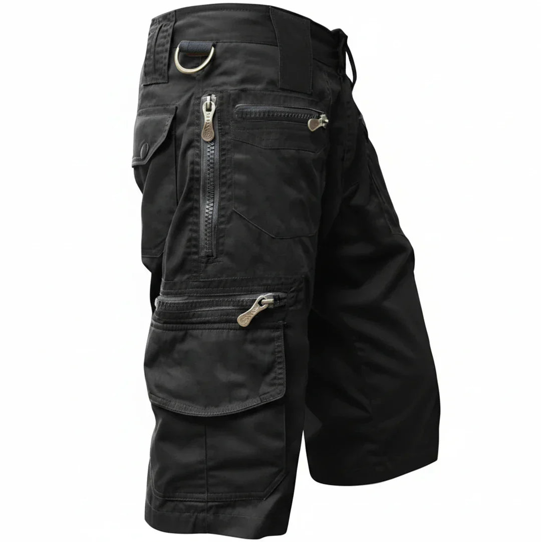 Momount Men Cargo Shorts – Multi-Pocket Zip D-Ring Knee Length Tactical