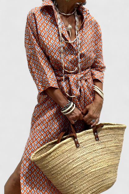 Momount Women’s Shirt Midi Dress – Striped Long Sleeve Casual Summer Beach Dress
