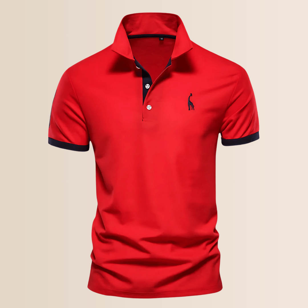 Momount Men Polo Shirt – Contrast Collar Embroidered Logo Short Sleeve