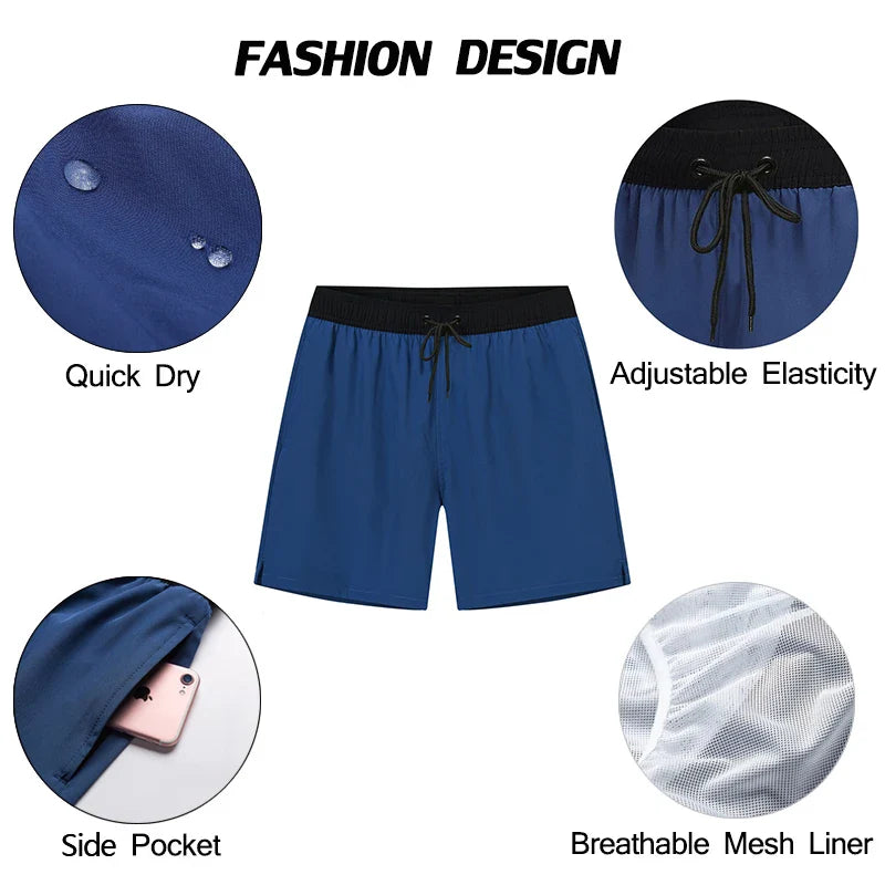 Momount Men Swim Shorts – Elastic Waist Mesh Liner Drawstring Pocket