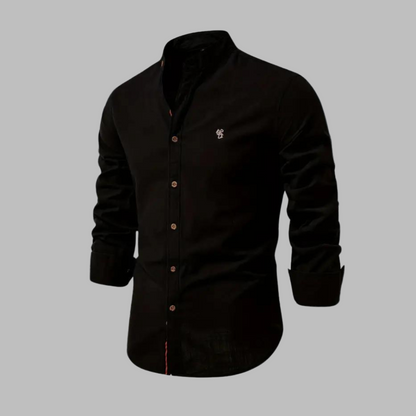 Momount Men Shirt – Long Sleeve Mandarin Collar Button Up Military