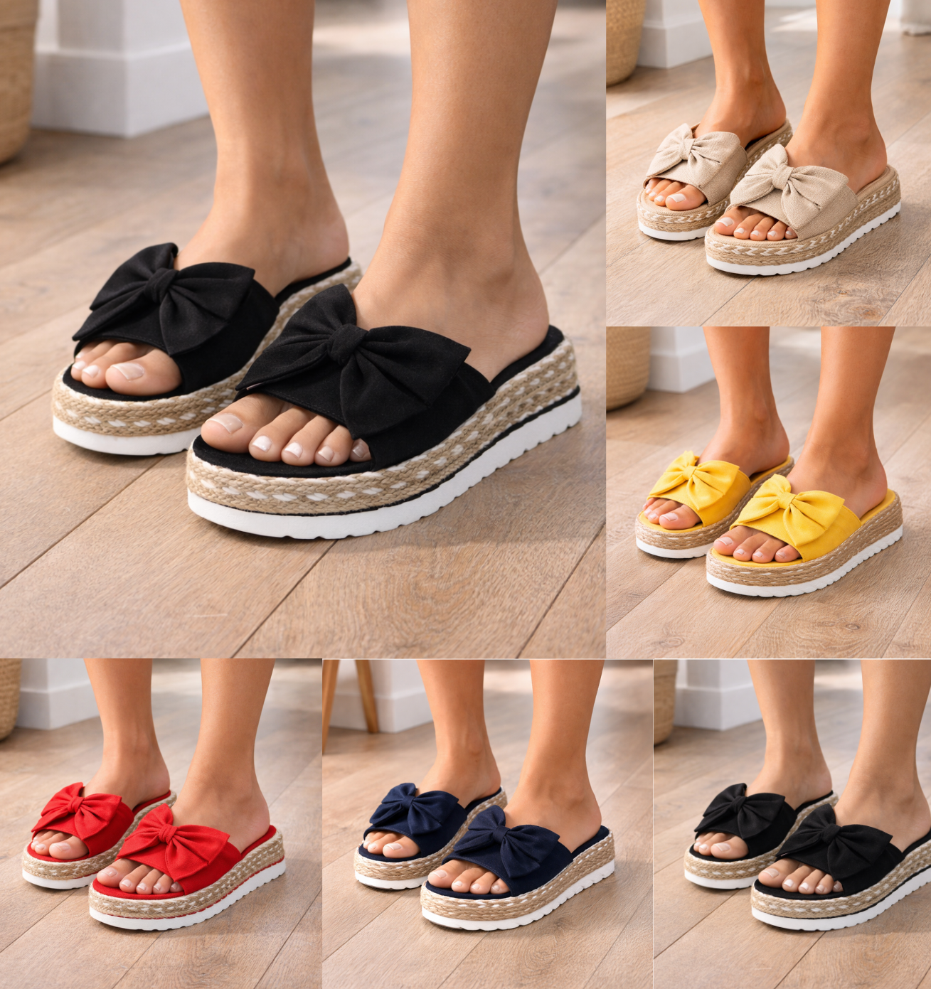 Momount ženski espadrila sandali – semiš, pentlja, platforma, natikači, udobje
