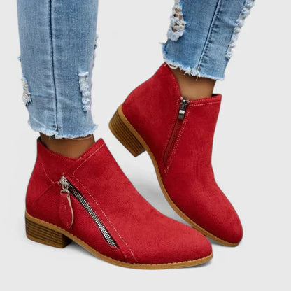 Theodora | Vintage Denim Zip Ankle Boots