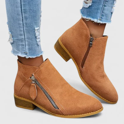 Theodora | Vintage Denim Zip Ankle Boots