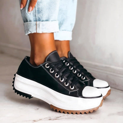 Momount Women Platform Sneakers – Lace Up Chunky Casual