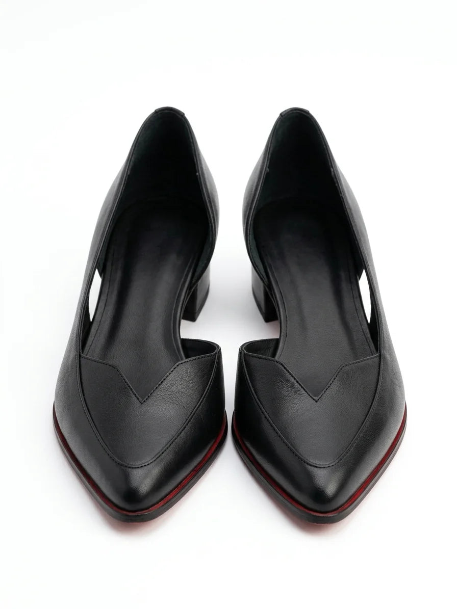 Women's Closed Toe Flats – Slip-On Flat Sole - Black - front