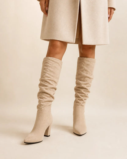 Caroline women's pleated knee-high boots – 10 beige webp
