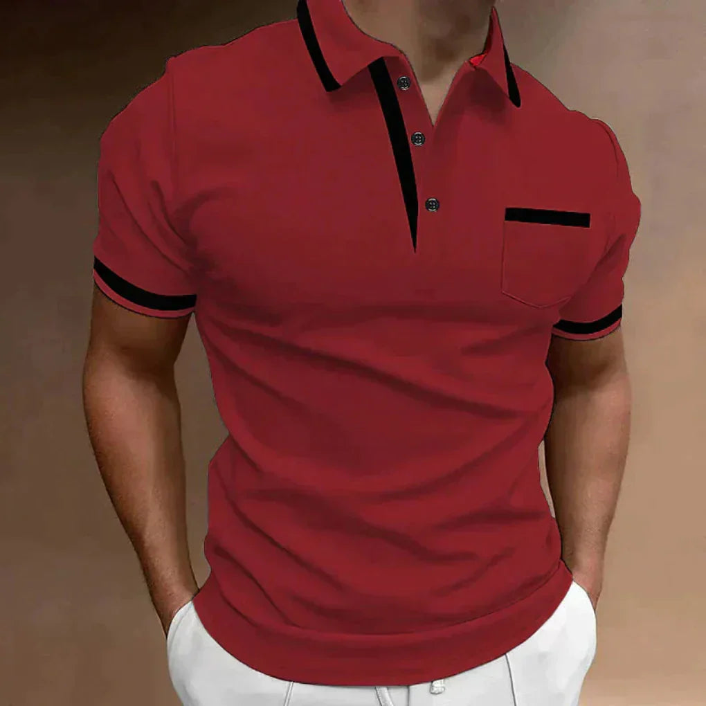 Momount Men Polo Shirt – Contrast Trim Chest Pocket Short Sleeve